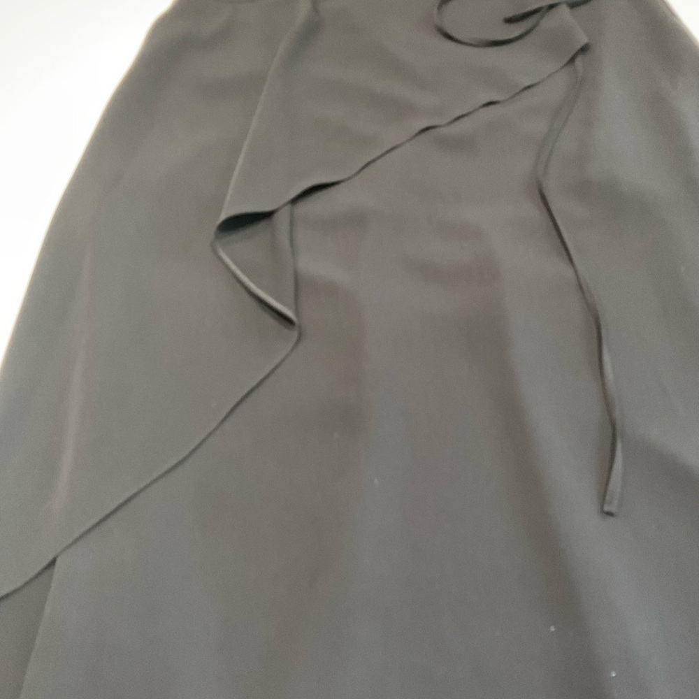 🌼KENZO Paris Black Midi Quality Polyester Lined Diag. Ruffled Skirt, 10/40EU - Picture 8 of 8